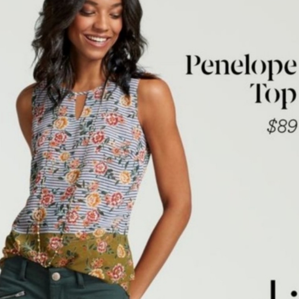 CAbi Penelope Top Size S Floral/Stripe